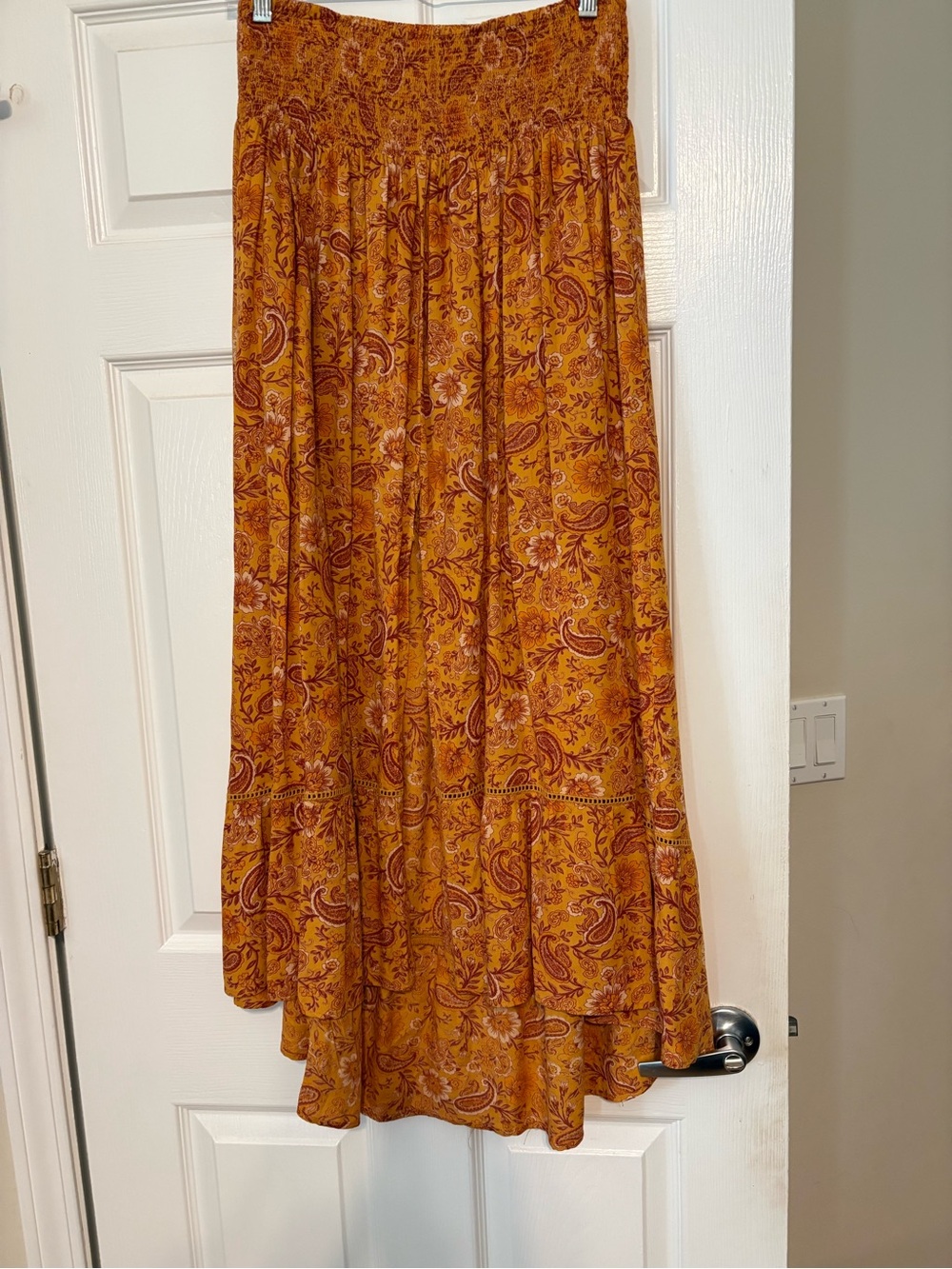 Patrons of Peace Mustard Yellow Paisley Asymmetrical Maxi Skirt - Picture 4 of 4